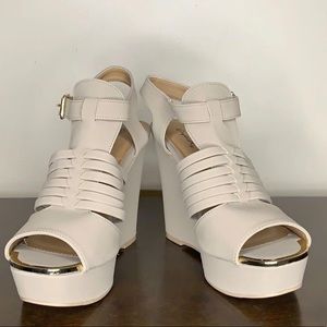 **BRAND NEW** NEVER WORN TAUPE WEDGES
